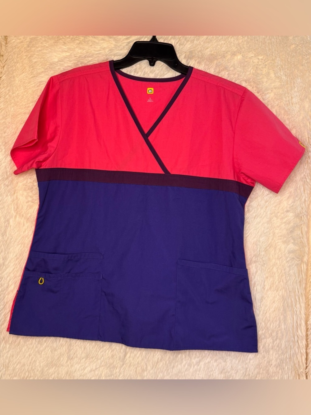 Butter Soft Colorblock Scrub Top Mock Wrap V-Neck 4 for $25 Scrub Sale